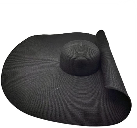 Black Oversized Straw Hat